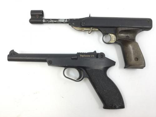 A Top Score 175 177cal Air Pistol By Healthways Usa Serial Number Original Finish Intact Working Action Along With A Oklahoma 177 Air Pistol Serial Number D Working Action Custom Grips