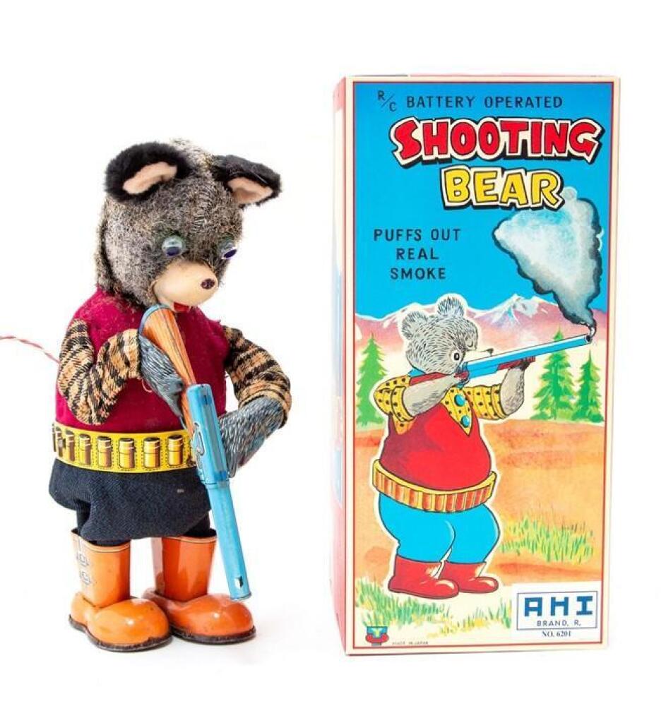 Shooting Bear: A boxed, battery operated, tin and plush, Shooting Bear ...