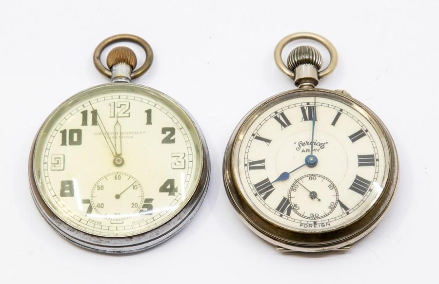 A Orator watch Co precision open faced Military pocket watch, Arabic ...