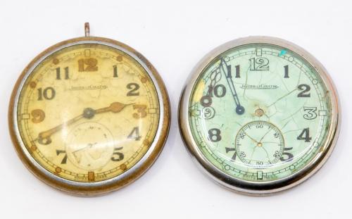 Two Jaeger LeCoultre military pocket watches white metal cases