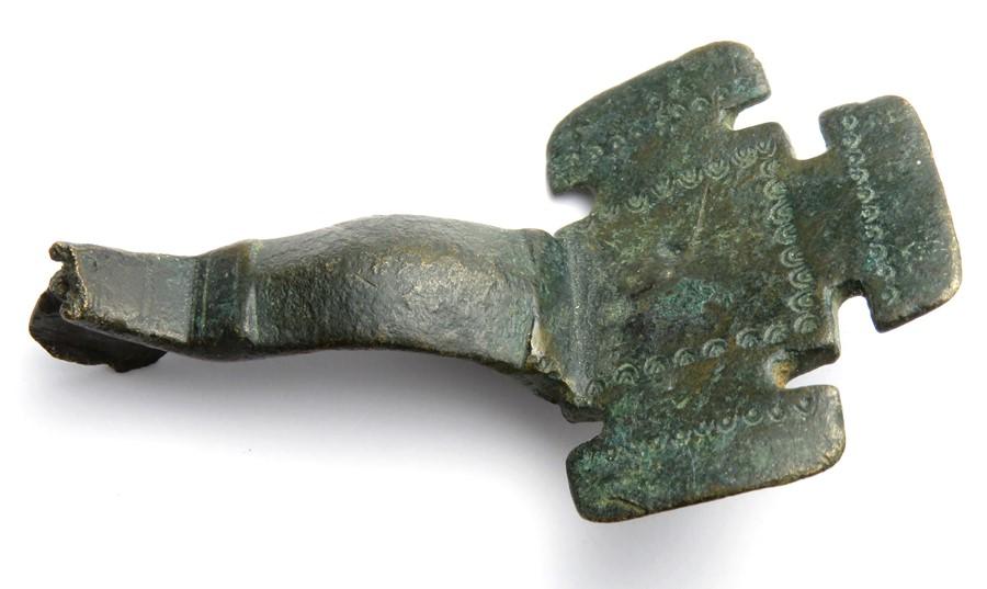 Anglo-Saxon trefoil-headed small long brooch. A bronze small long ...