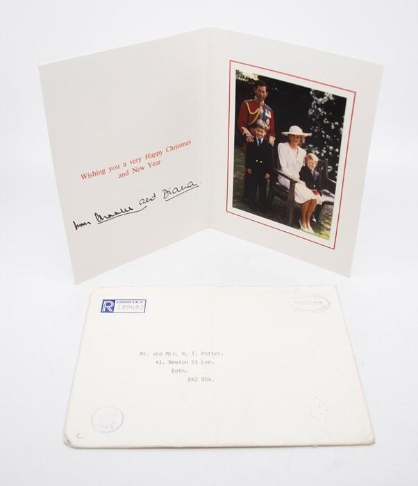 TRH The Prince and Princess of Wales. Autograph Christmas card