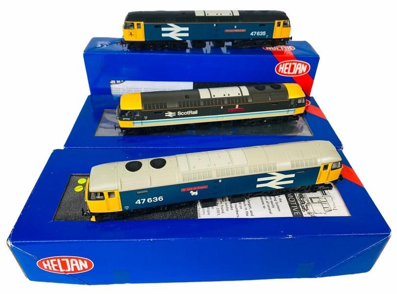 3x Heljan 'OO' Gauge Class 47 Diesel Locomotives. Comprising Of 47636 ...