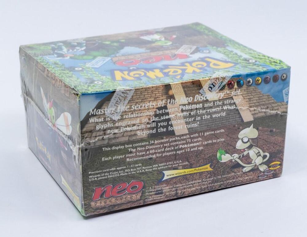 Pokemon: A sealed Pokemon Neo Discovery Set Unlimited Booster Box, comprising 36 unopened packs, contained within Pokemon: A sealed Pokemon Neo Discovery Set Unlimited Booster Box, comprising 36 unopened packs, contained within