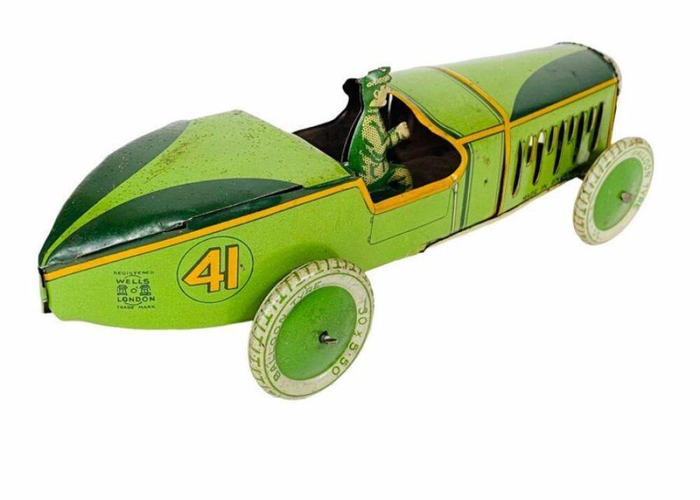 Wells (UK) Pre War Tinplate Clockwork Racing Car No.41 - Presents very ...