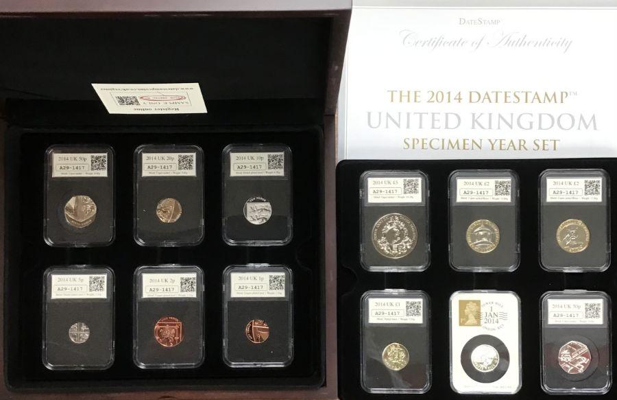 Royal Mint 2014 Date stamp Specimen Year Set in Case with Certificate