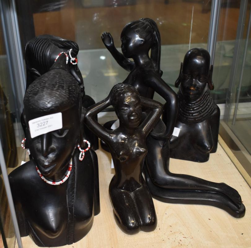 Collection of African figures, ebony and ceramic, mid 20th Century ...