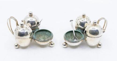 A Georgian style four piece silver plate tea service to include: tea ...