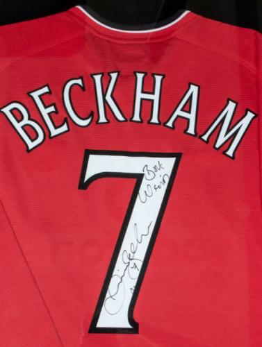 David Beckham: A David Beckham, matchworn, Manchester United, red