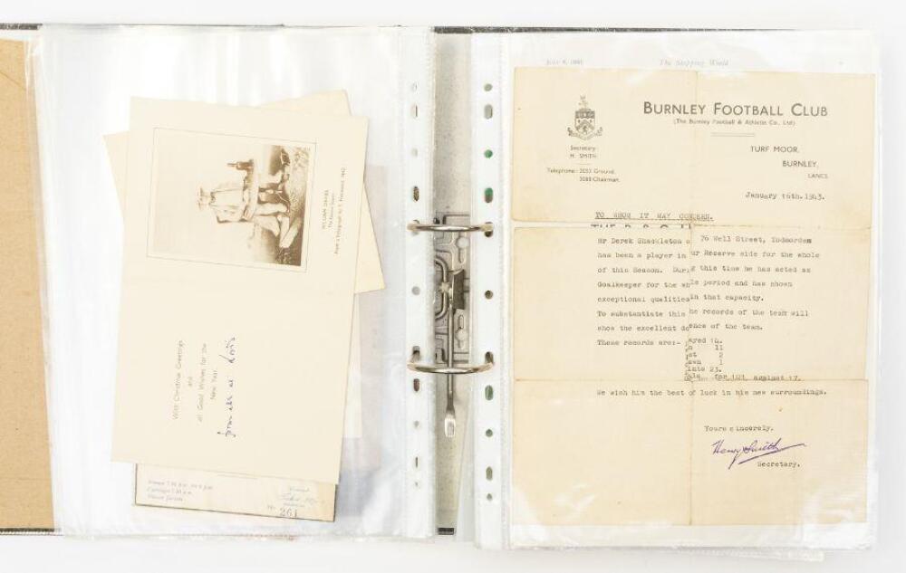 A ring bound folder charting the illustrious playing career of Derek ...