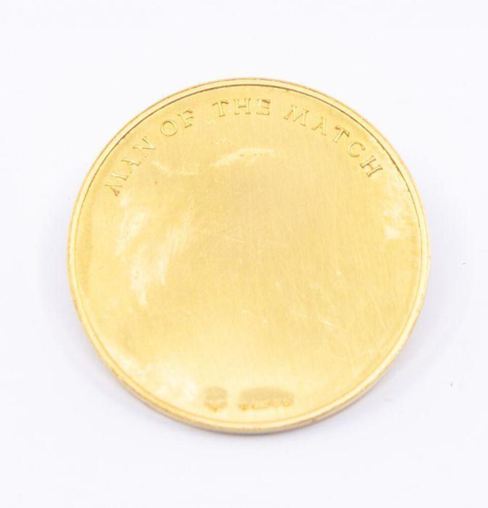 A Gillette cup 'Man of the Match' gold medal awarded to Derek ...