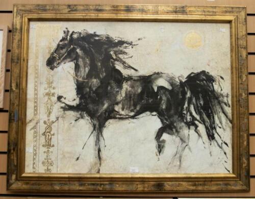 Equestrian Interest: a large silkscreen and gilt heightened print