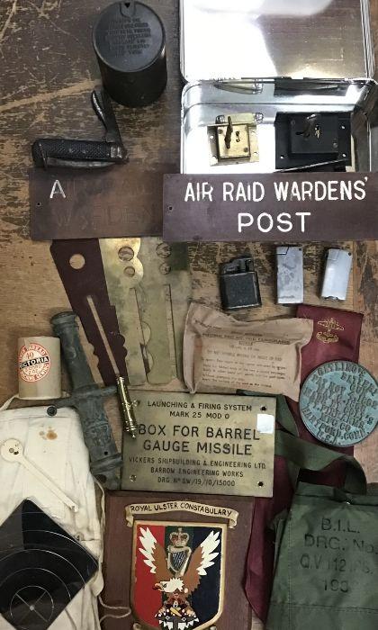 Collection of British military items, includes WW2 Air Raid Wardens ...