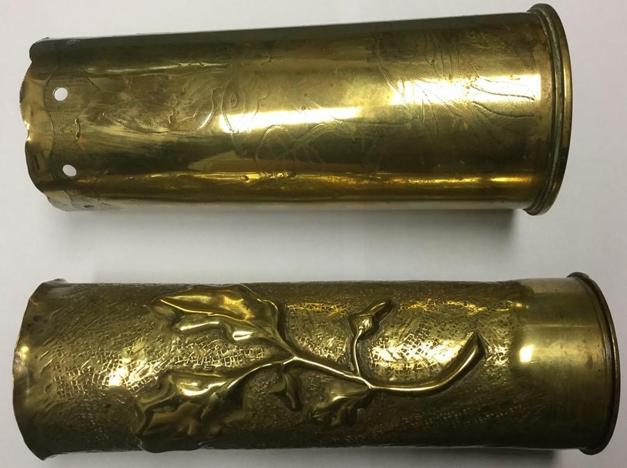 Sold at Auction: WWI French 75mm Trench Art brass shell cases