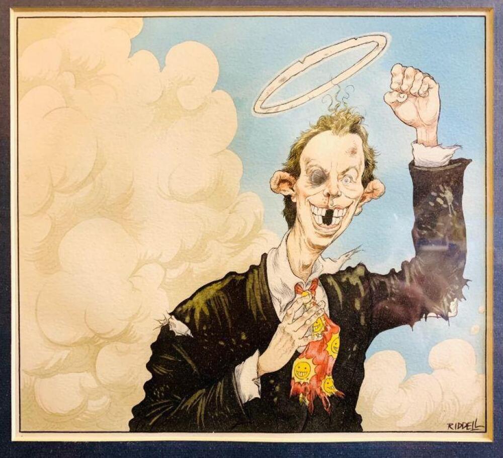 Chris Riddell (b.1962), original political cartoon, signed l.r., ink ...
