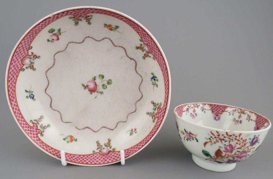 A late eighteenth century hand-painted Newhall tea bowl and similar ...