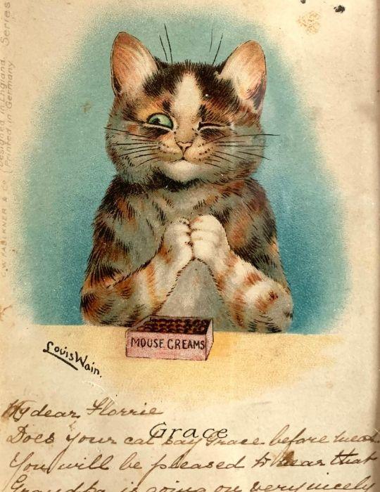 Sold at Auction: Postcard - Christmas Louis Wain Cat Artist signed