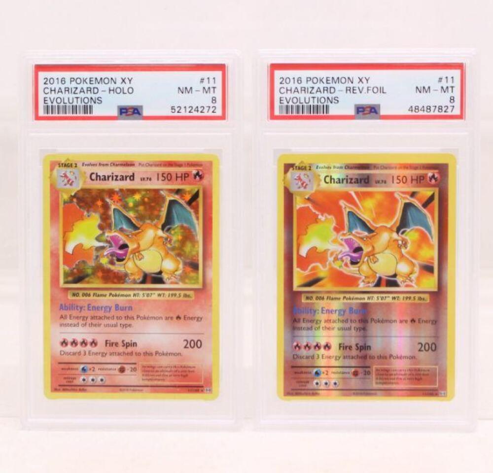 Pokemon: A PSA 8 NM-MT, 2016 Pokemon XY Evolutions Charizard Holo. Cert No. 52124272. Together Pokemon: A PSA 8 NM-MT, 2016 Pokemon XY Evolutions Charizard Holo. Cert No. 52124272. Together