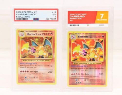 Pokemon: A PSA 7 NM, 2016 Pokemon XY Evolutions Charizard Holo. Cert No. 49377331; together with Pokemon: A PSA 7 NM, 2016 Pokemon XY Evolutions Charizard Holo. Cert No. 49377331; together with