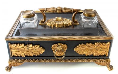 Cast Brass Victorian claw foot inkwell 19th Century ( 1800s )