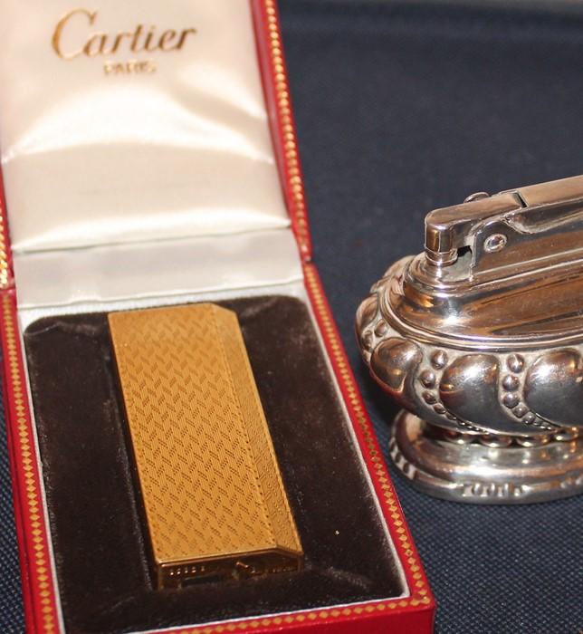 A boxed Cartier gold plated pocket cigarette lighter tc.1978