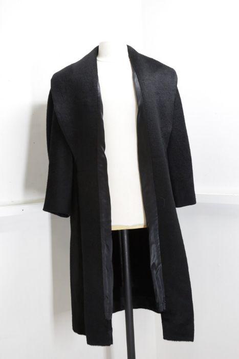 Black swagger design vintage wool coat, half belt design at back