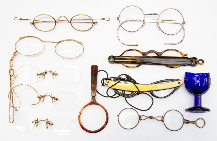 Antique French Gold Wire Tortoiseshell Glasses Pince Nez Spectacles With  Case 