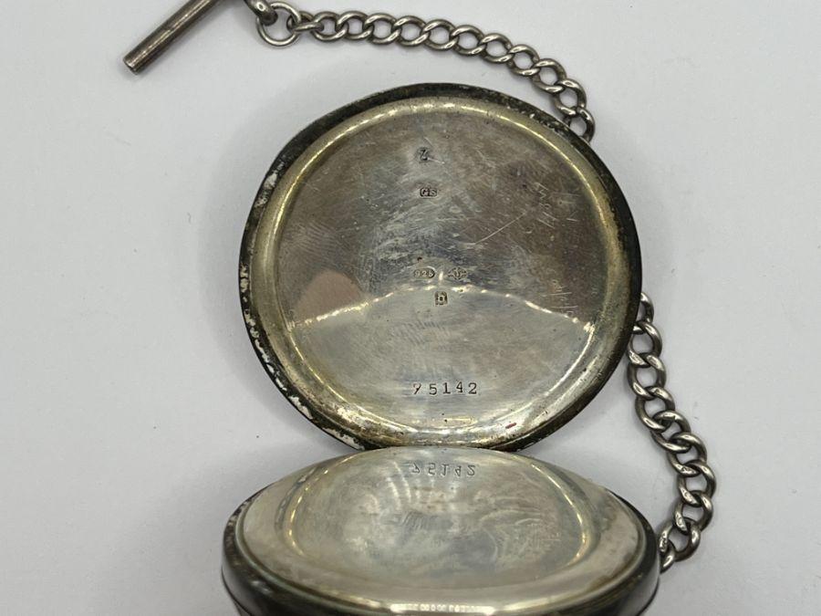 A Sterling Silver pocket watch, hallmarked London import mark 1919 ...