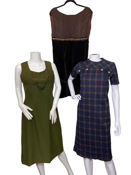 Checkered Green 1950s Dress with Bow