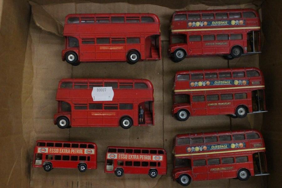 Dinky and Corgi diecast buses; three Corgi 468 Routemaster; two Dinky ...