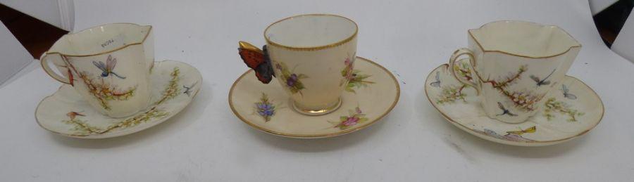 Royal Worcester Hand Painted Floral Butterfly & Gold Demitasse Cup & Saucer  C