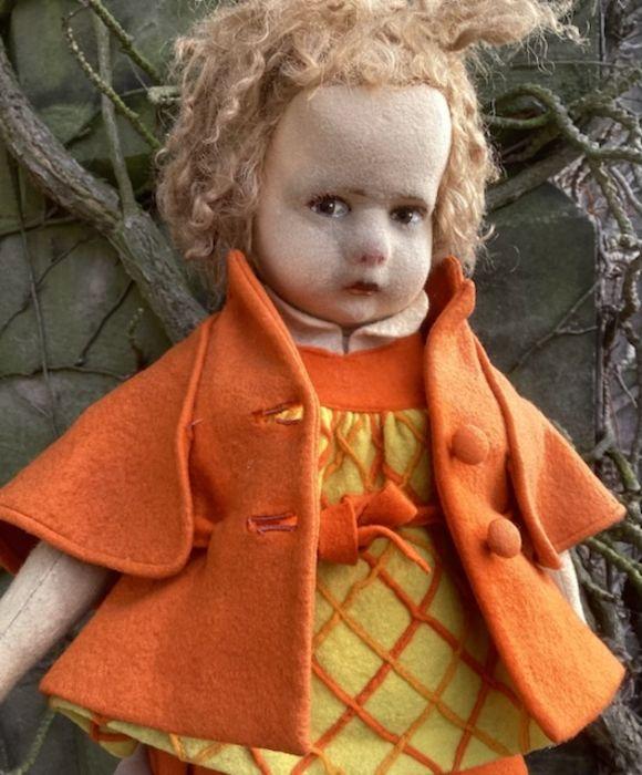 Lenci Fine 1920s Antique felt doll in original clothing. Pressed
