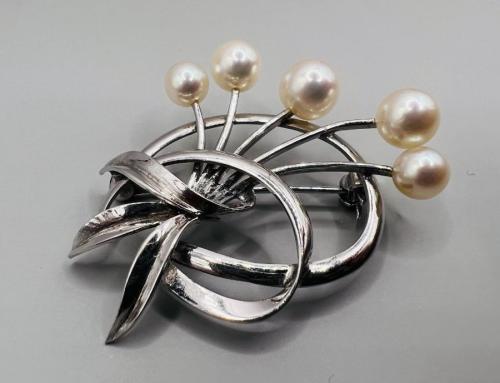 Cultured Pearl Georgian Style Brooch 925 Silver Handmade Luxury Auction  Jewelry