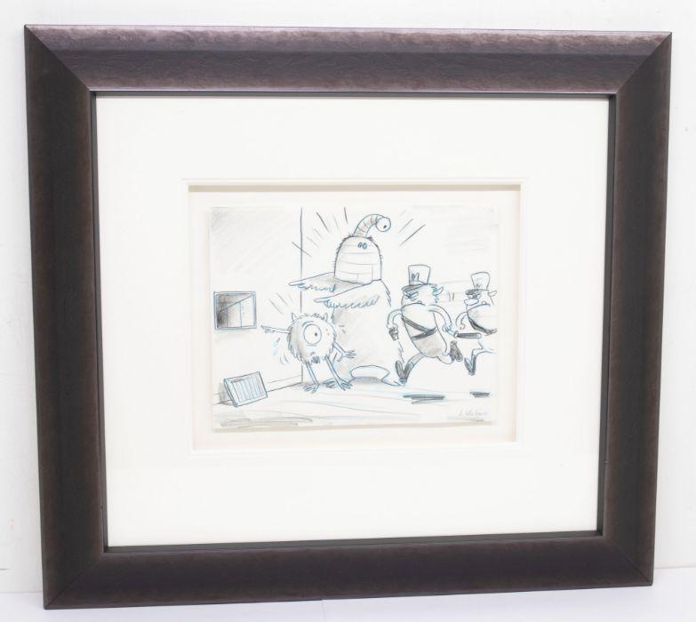 Pixar: A framed, Original Storyboard, Pixar Studios, Mike Wazowski, James P  Sullivan and Boo, Monsters Inc