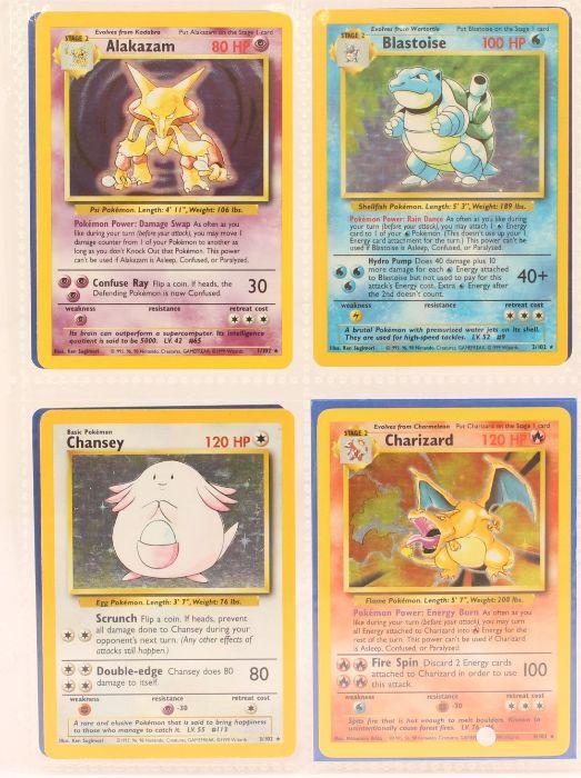 Pokmon: A complete Pokmon Unlimited Base Set, comprising 102 cards. To  include the 'standard' 1st Edition