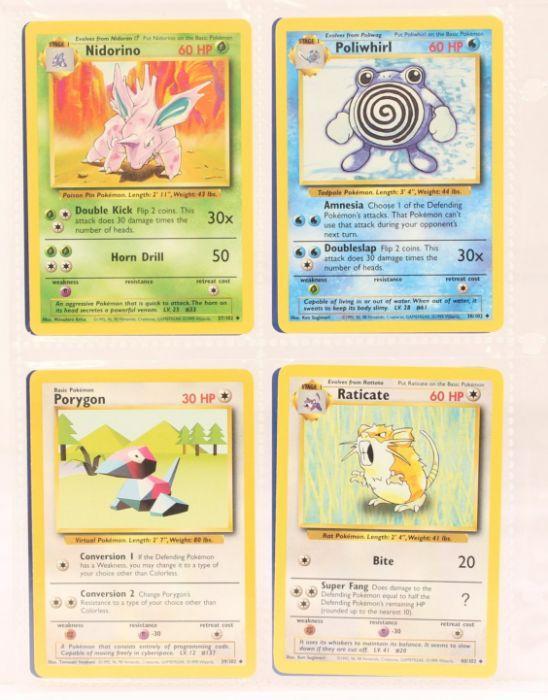Pokmon: A complete Pokmon Unlimited Base Set, comprising 102 cards. To  include the 'standard' 1st Edition
