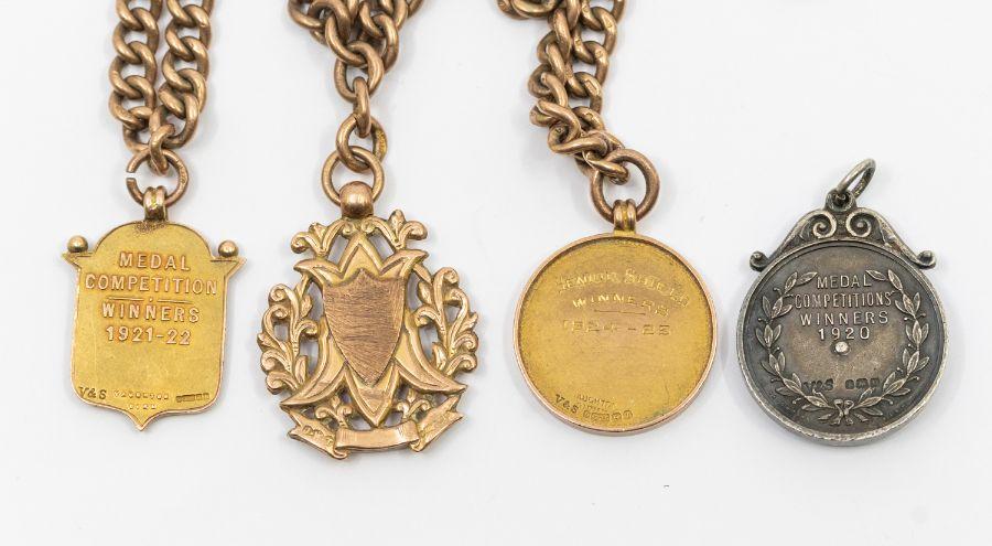 Football A Collection Of Three Assorted 9ct Gold Hallmarked Medal