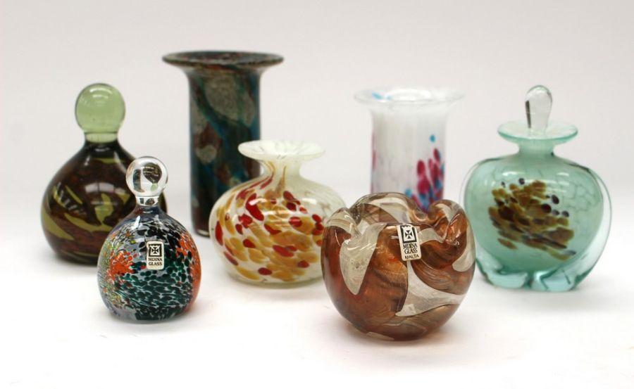 Mdina Glass A Mixed Collection Of Various Art Glass Pieces To Include An Unsigned