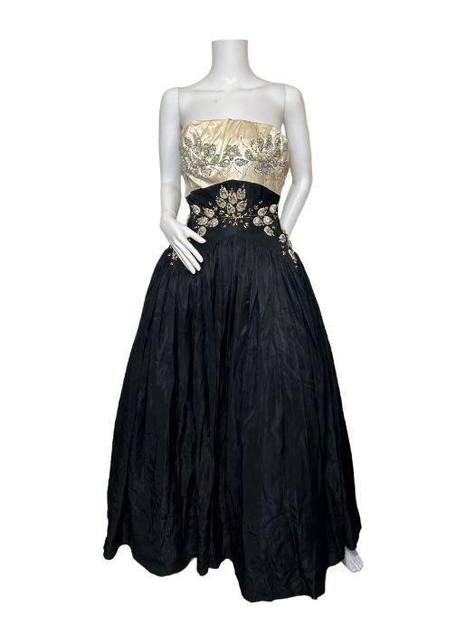 2 early Frank Usher evening gown c1940s. One in the Dior New Look