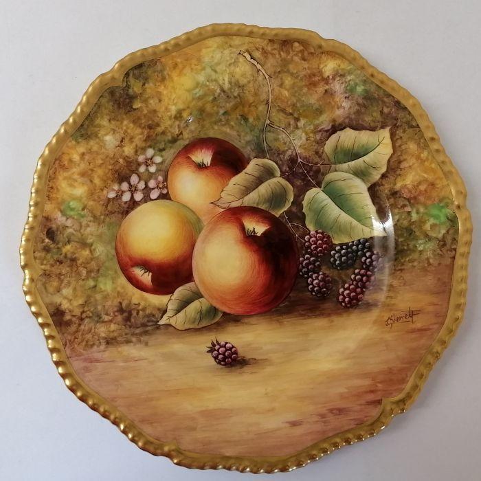 A Royal Worcester hand painted with fruit plate. Signed by J