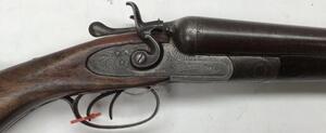 Double Barrelled Shotgun serial number 103781 No’35 by S.V Mardell High St Ware, Damascus Barrels 76.5cm (30”). Working Action but hammers no longer reach the firing pin, Walnut Stock Overall length 120cm. 

 Will need an in-date shotgun license to purcha - 4