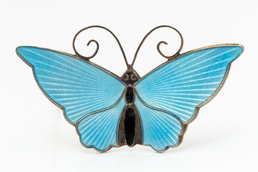 David Andersen - a Norwegian silver and blue enamel butterfly