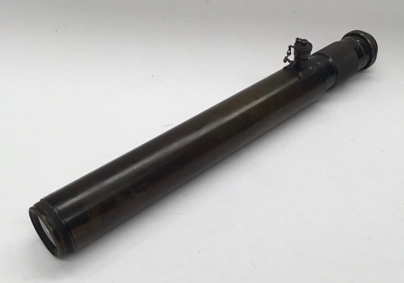 A brass military tank gun sight telescope, undated but possibly