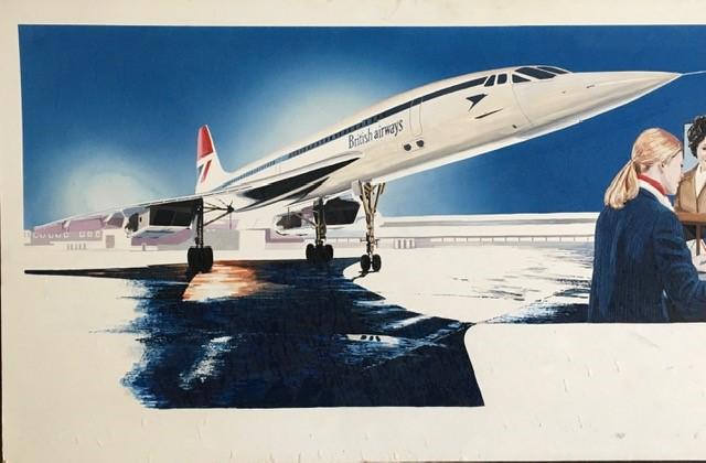 Aeronautica interest Concorde a large early 1980s original artwork