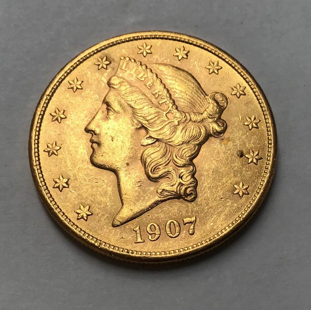 USA 1907s Gold Double Eagle ($20), San Francisco mint.