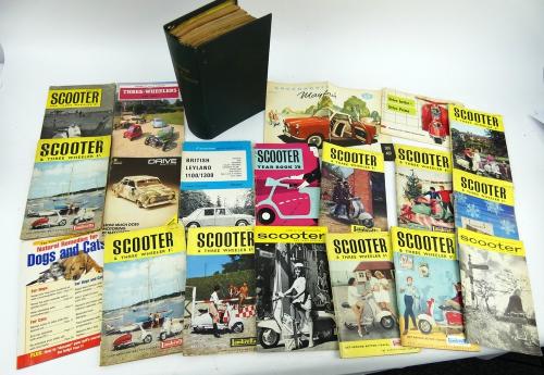 A collection of 1960s Scooter & Three Wheeler magazines 1959-1967, a Goggomobil brochure and related ephemera