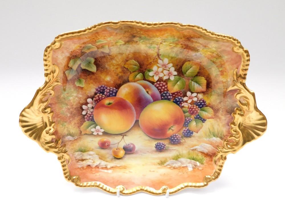 David Fuller for Royal Worcester - A boxed square two-handled dish with ...