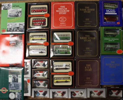 Exclusive First Editions: A collection of twenty-four (24) boxed EFE (Exclusive First Edition) sets of vehicles. All appear within original boxes, vehicles in good condition. Boxes showing signs of display, some shelf wear and some boxes have been damaged due to storage. Please assess photographs. (one box)