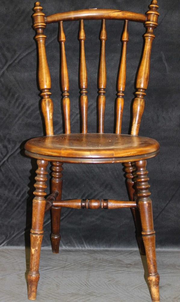 A pair of Swedish Ibex chairs with baluster turned splats, circular ...