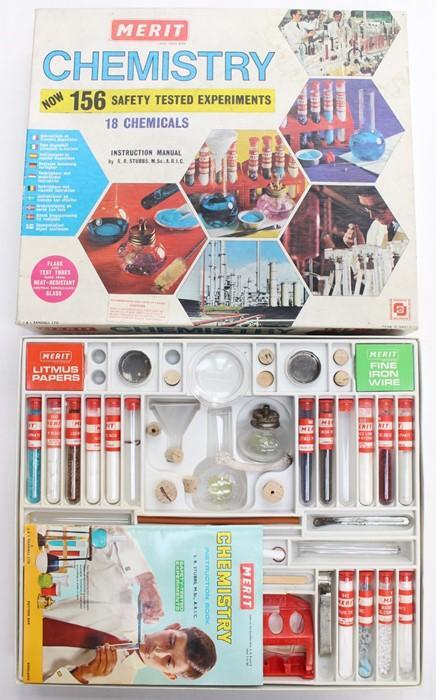 An as new 1960's Merit Chemistry set with experiment book
